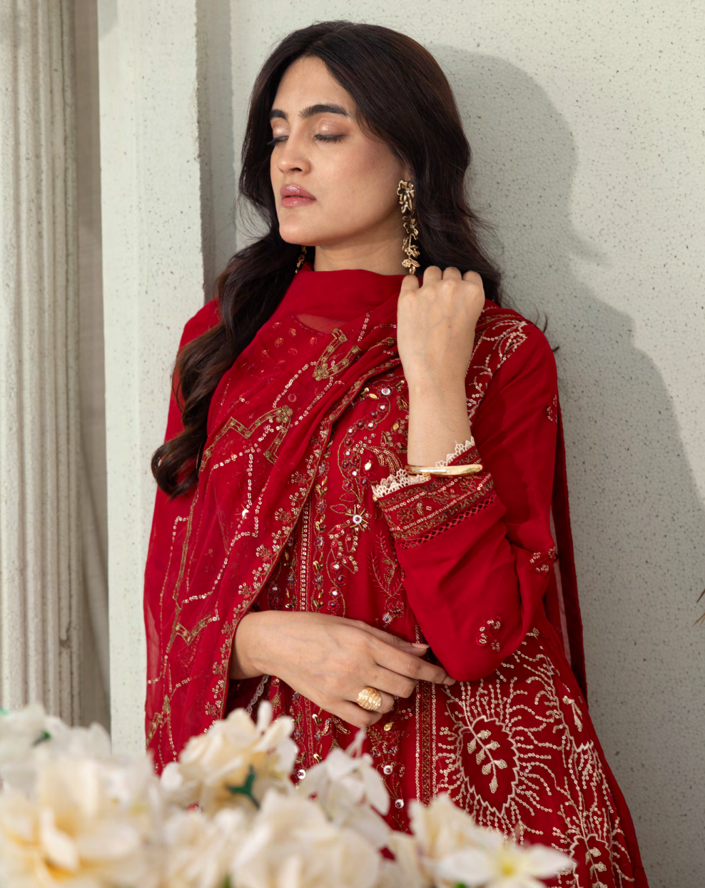 Mahru Luxury Chiffon Embroidered Traditional 3-Piece Suit