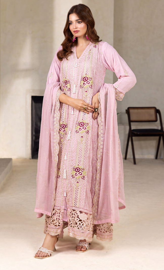 Mahru Luxury Chiffon Vol. 3 Embroidered Traditional 3-Piece Suit Design 06
