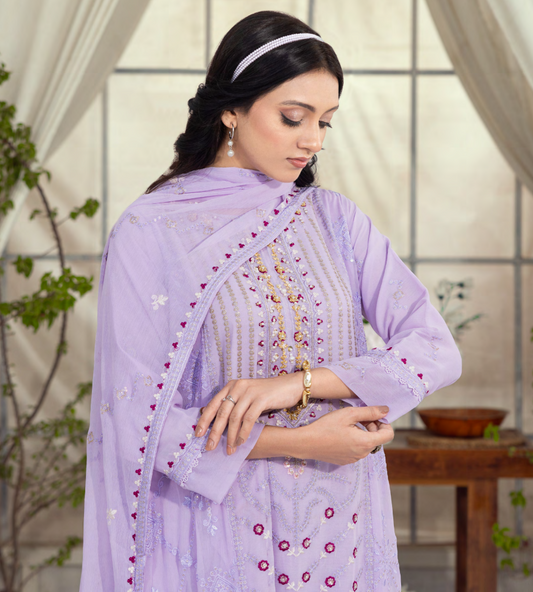 Mahru Luxury Chiffon Embroidered Traditional 3-Piece Suit