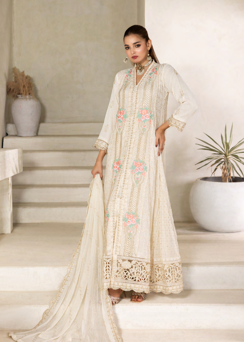 Mahru Luxury Chiffon Vol. 3 Embroidered Traditional 3-Piece Suit Design 01