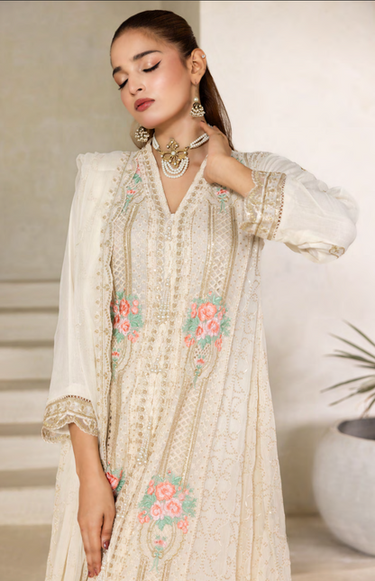 Mahru Luxury Chiffon Vol. 3 Embroidered Traditional 3-Piece Suit Design 01