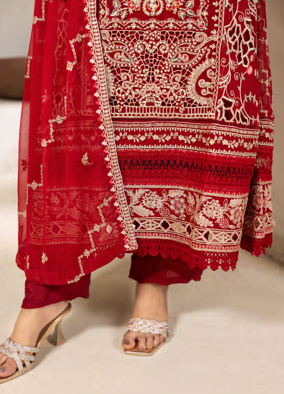 Mahru Luxury Chiffon Vol. 3 Embroidered Traditional 3-Piece Suit Design 02