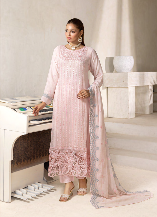 Mahru Luxury Chiffon Vol. 3 Embroidered Traditional 3-Piece Suit Design 03
