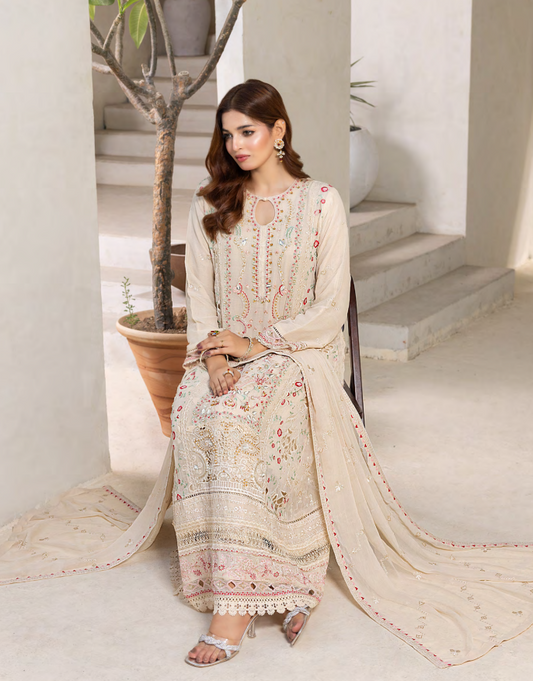 Mahru Luxury Chiffon Vol. 3 Embroidered Traditional 3-Piece Suit Design 05