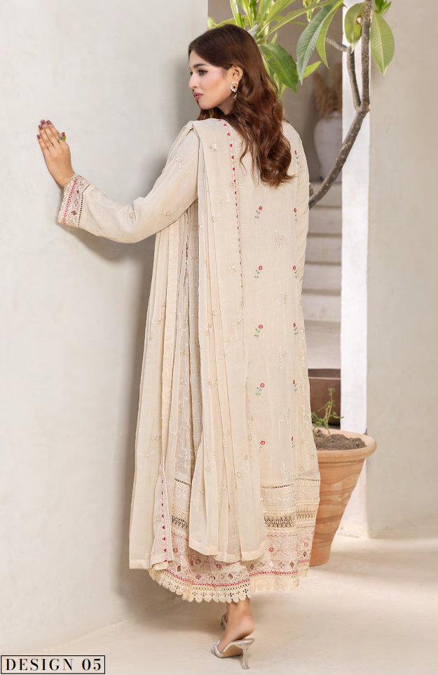 Mahru Luxury Chiffon Vol. 3 Embroidered Traditional 3-Piece Suit Design 05