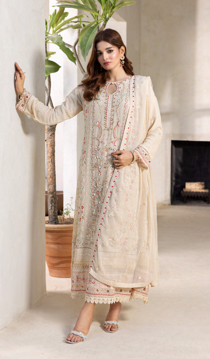 Mahru Luxury Chiffon Vol. 3 Embroidered Traditional 3-Piece Suit Design 05