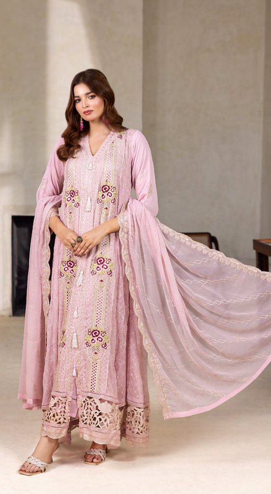Mahru Luxury Chiffon Vol. 3 Embroidered Traditional 3-Piece Suit Design 06