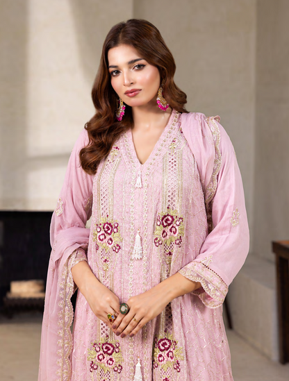 Mahru Luxury Chiffon Vol. 3 Embroidered Traditional 3-Piece Suit Design 06