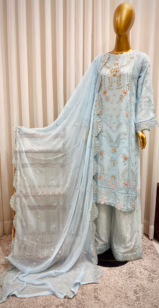 Women’s Traditional Pakistani Lawn Suit with Embroidery 3-Piece