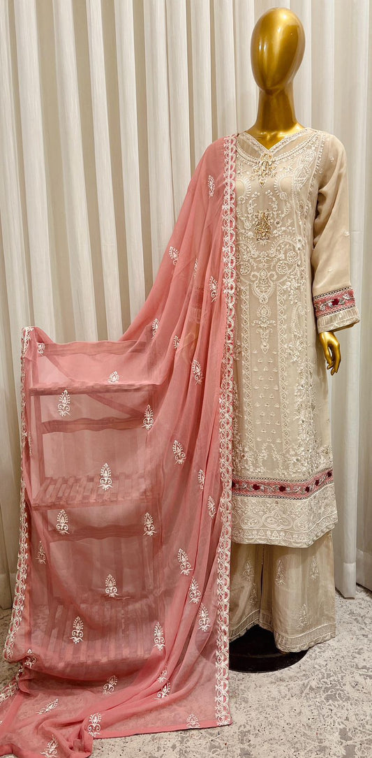 Women’s Traditional Pakistani Lawn Suit with Embroidery 3-Piece