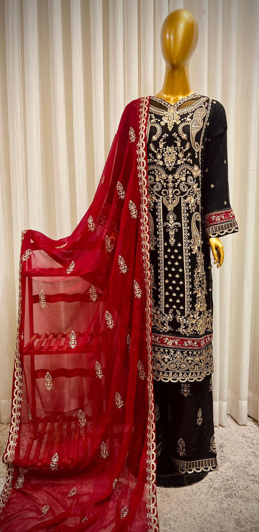 Women’s Traditional Pakistani Lawn Suit with Embroidery 3-Piece